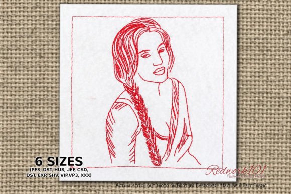A Review of the Beautiful Women with Long Hair Redwork Design