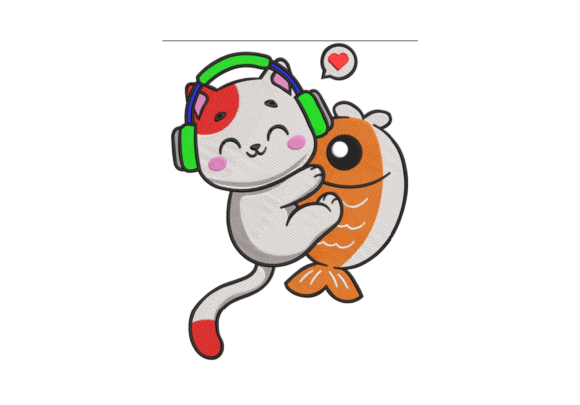 Embroidery Review: Kitten Music Lover with a Fish Friend