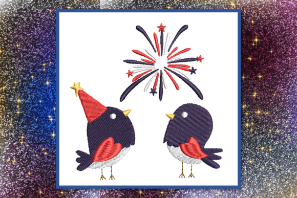 Patriotic Birdie-Fireworks: A Sweet Gift Embroidery Design