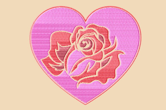 Red Rose Pink Satin Heart Embroidery Design Review