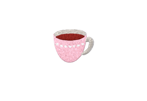 Small Tea Cup Embroidery Design for Branded Business Merchandise