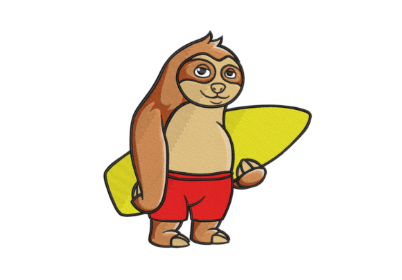 Surf's Up, Sloth: A Whimsical Embroidery Design for Personalized Gifts