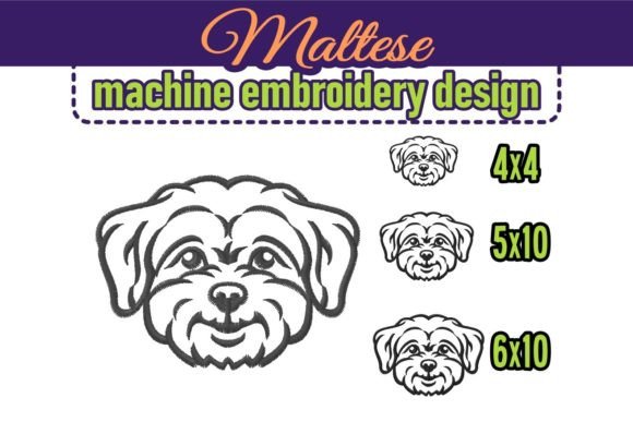 The Maltese Dog Face Embroidery Design for Boutique Apparel